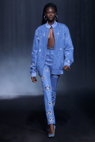Beaded Denim Jacket with Pants