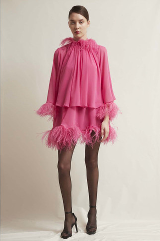 Martina Feathered Georgette Dress