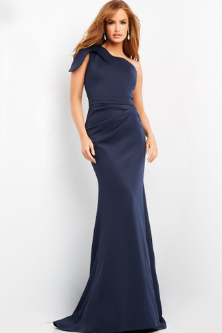 One Shoulder Crepe Gown