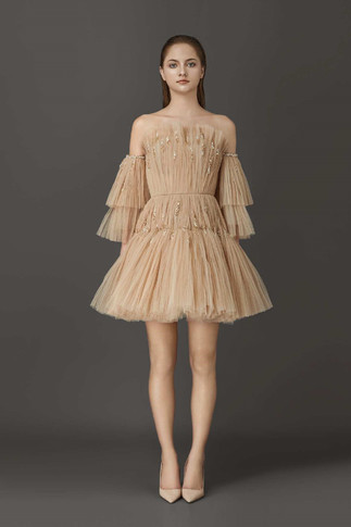 Ruffled Off Shoulder Cocktail Dress