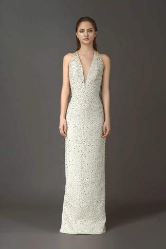 Halter Neck Gown with Plunging Bodice