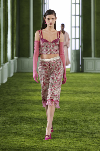 Beaded Tulle Crop Top with Shorts