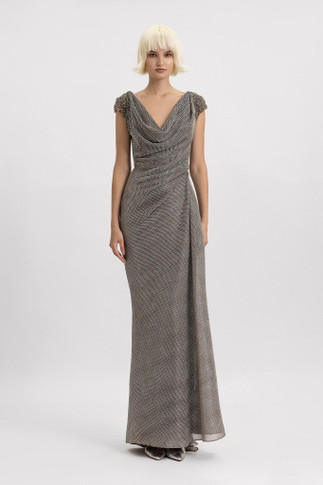Draped Cowl-Neckline Gown