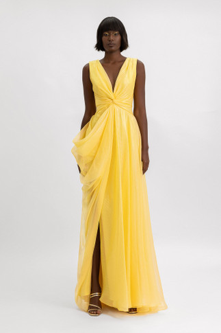 V-Neckline Draped Gown