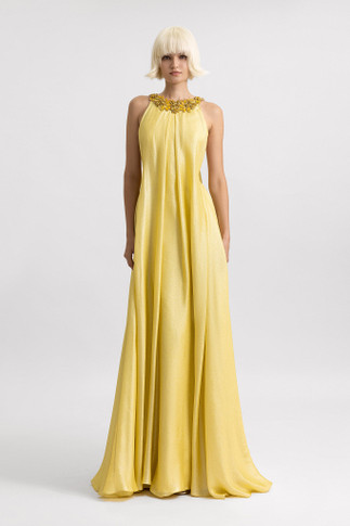 Beaded Strap Neckline Loose-Cut Gown