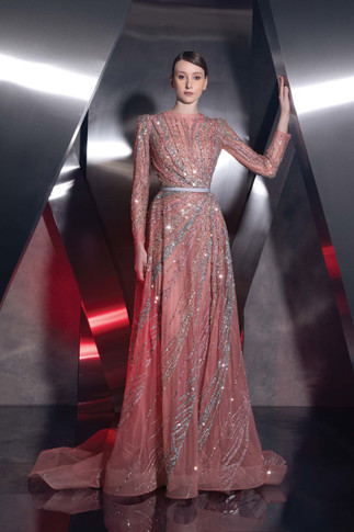 Long-Sleeved A-Line Gown
