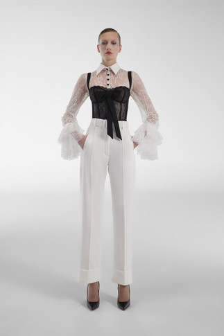 Lace Top with Crepe Pants