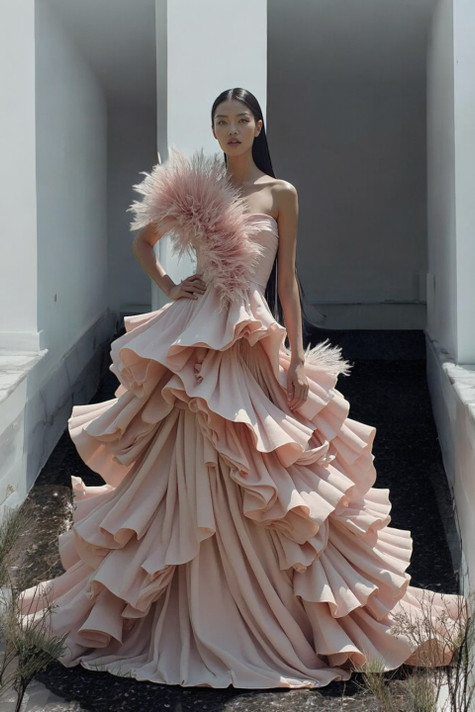 Sculpted Feather Gown
