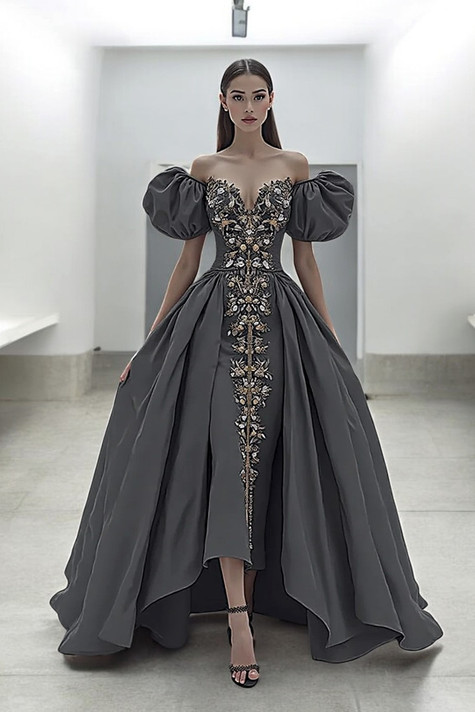 Embroidered Front Gown