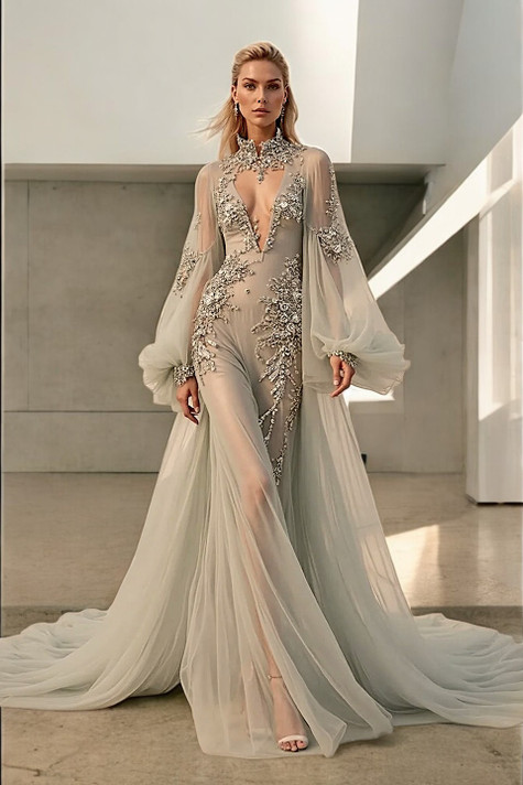 Illusion Cut-Out Gown