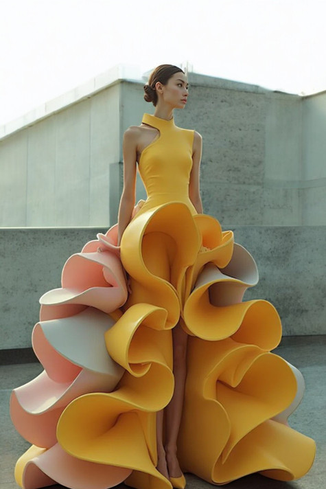 High Neckline Sleeveless Gown