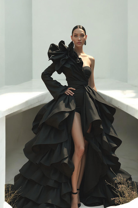 Onyx One Shoulder Gown