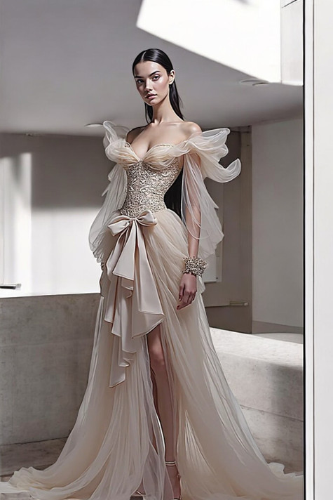 Off Shoulder Sleeved Gown