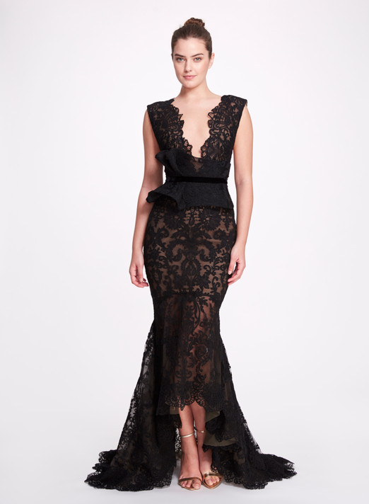 Sleeveless Fitted High-Low Gown