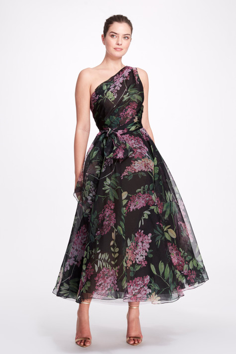 Floral One Shoulder Tea Dress