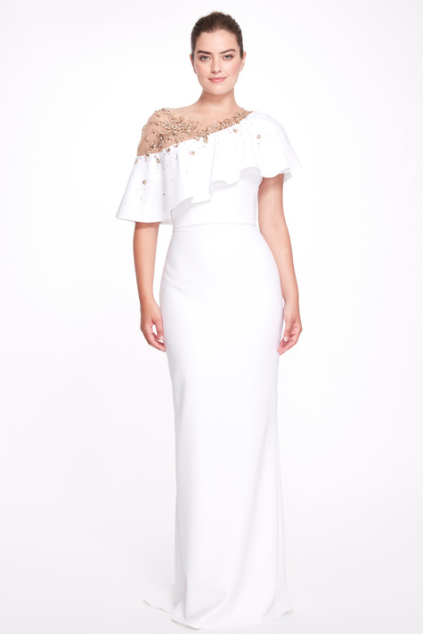 Embellished Ruffle Floor-Length Gown
