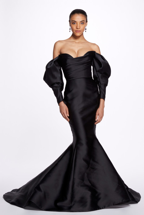 Off the Shoulder Duchess Satin Gown