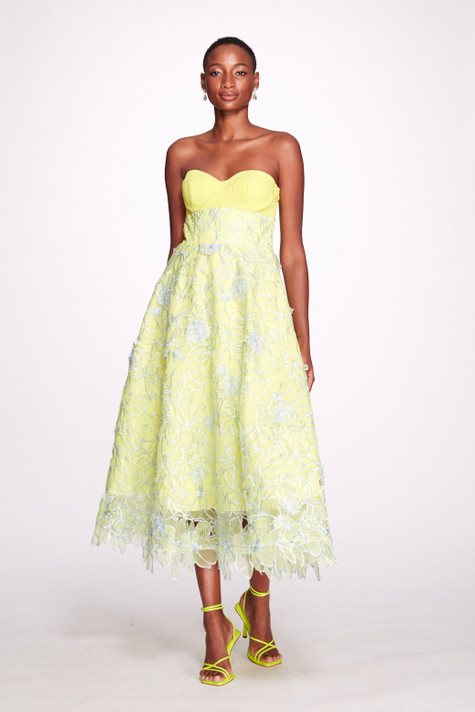 Strapless Infinity Cutwork 3D Midi  Dress