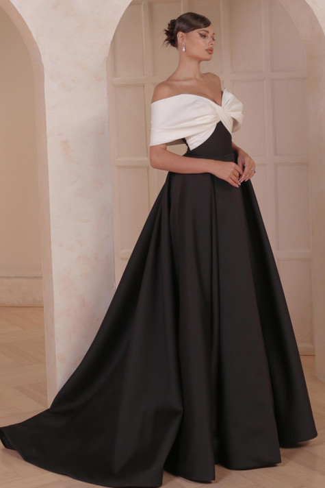 Draped Off Shoulder Ball Gown