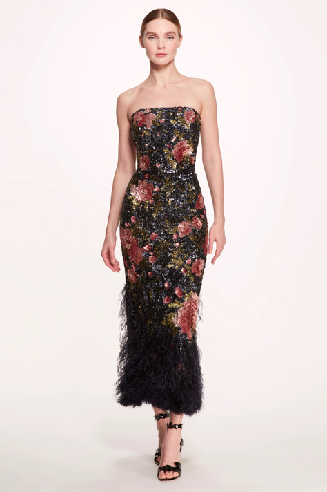 Strapless Ankle-Length Gown
