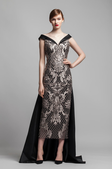 Wide V Neck Midi Gown