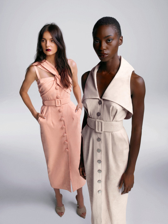 Sleeveless Suede Halter V Neck Midi Dress