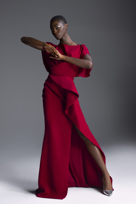 Draped Slit Gown