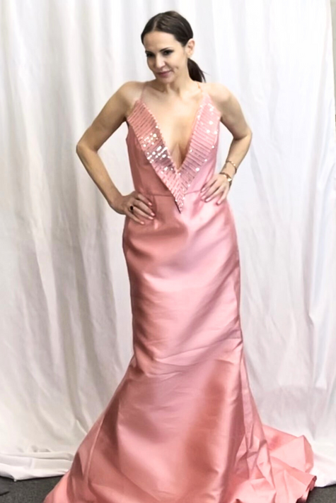 Sleeveless Silk Satin Gown