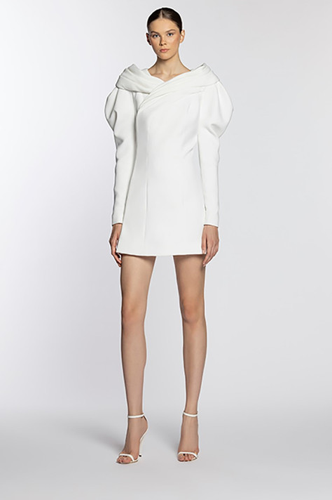 Crepe Marocain Long Sleeve Dress