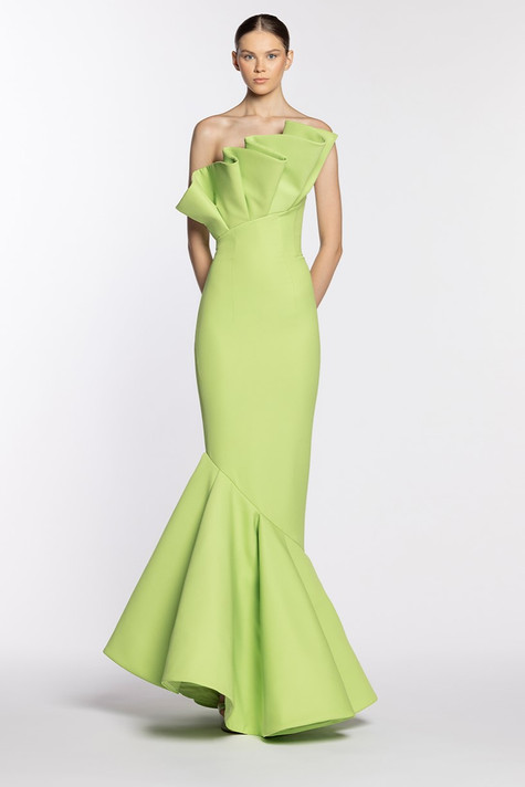 Strapless Ruffled Mermaid Gown