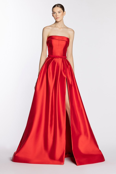 Strapless Mikado Slit Gown
