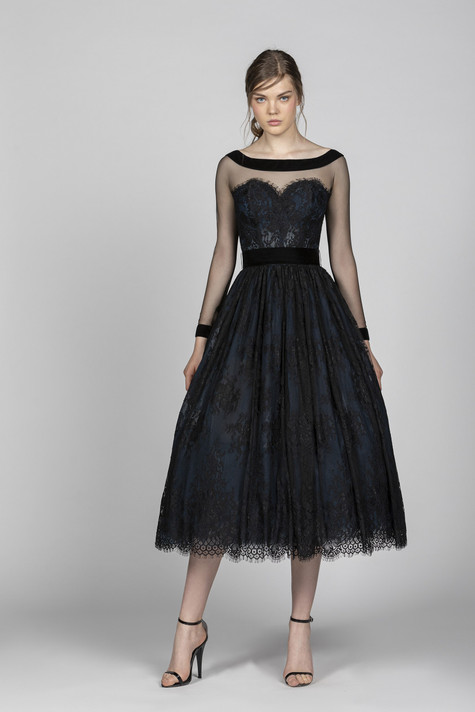 Sheer Illusion Lace Midi Dress