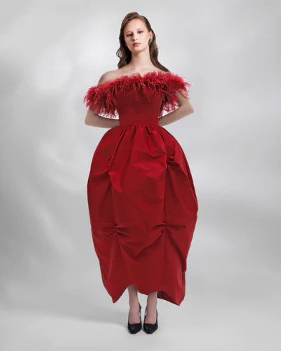 Feather Neck Dress