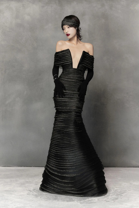 Flared Gown with Cutout Bodice