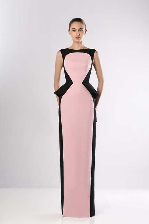 Sleeveless Column Crepe Gown