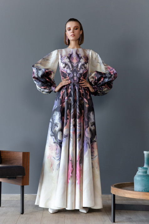 Mikado Print Gown
