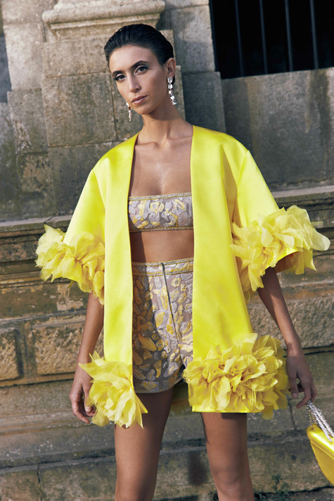 Embroidered Top and Shorts with Jacket