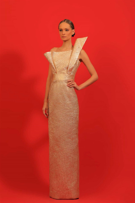 Sculpted Jacquard Gown