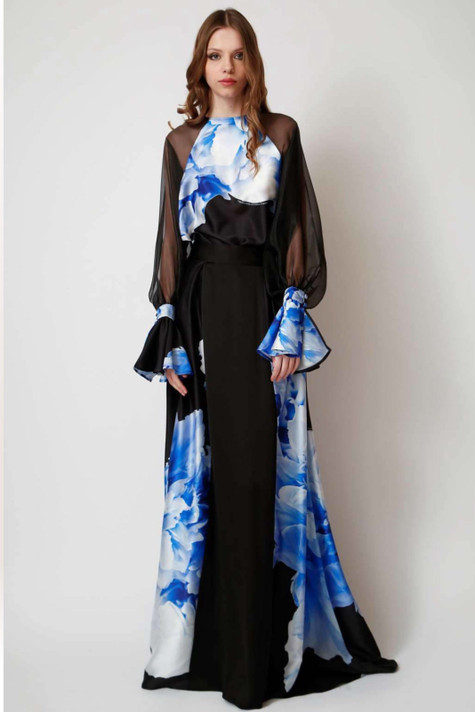 Floral Blouse with Skirt