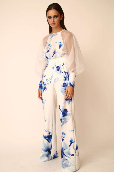 Organza Blouse with Trousers