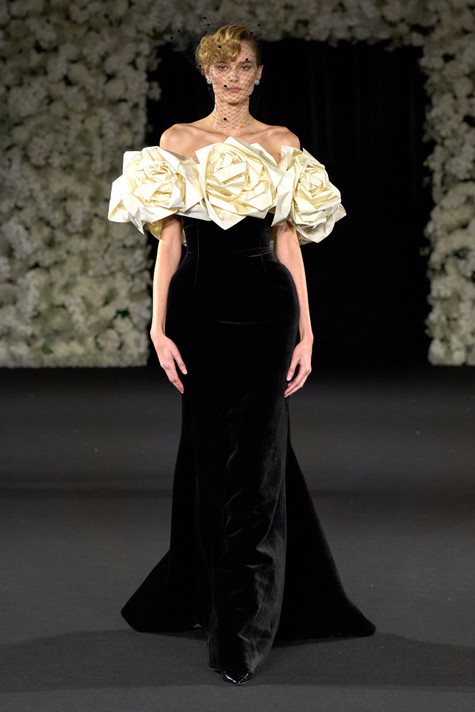 Velvet and Silk Flower Gown