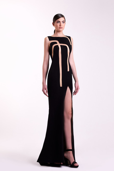 Illusion Cut Out Gown