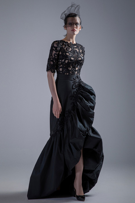 Black Top with Ruffle Skirt