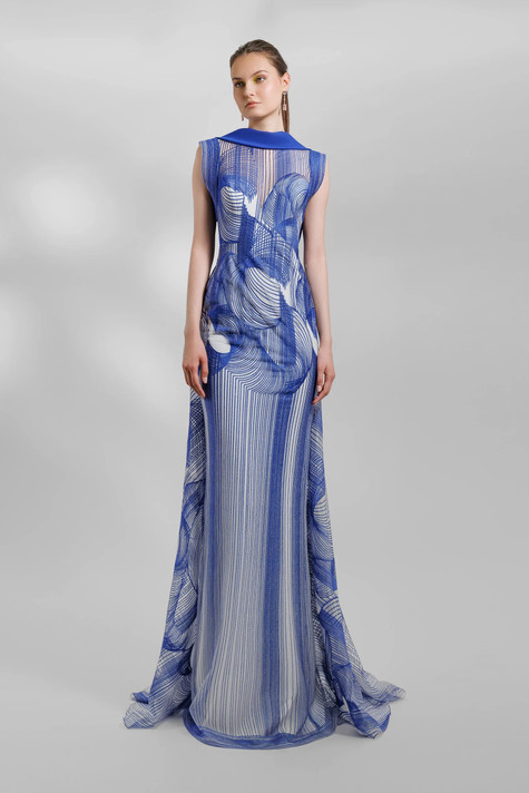 Slim- Cut Embroidered Gown