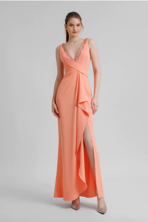 Beaded V-Neck Dress