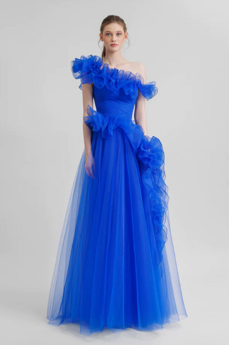 Ruffled Neckline Dress