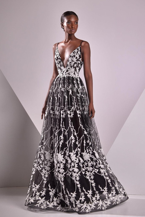 Tulle Embroidered A-Line Sleeveless Gown