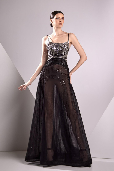 Tulle Embroidered Sleeveless A-Line Gown