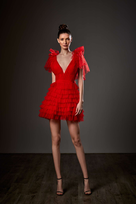 Flutter Sleeve A-Line Mini Dress