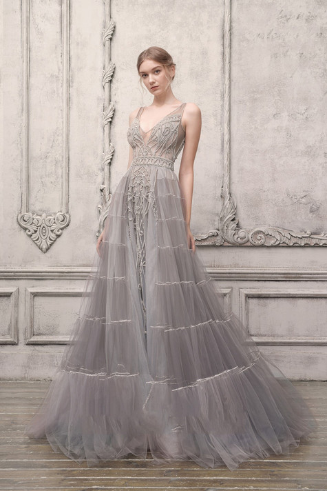 Sleeveless Embellished Gown